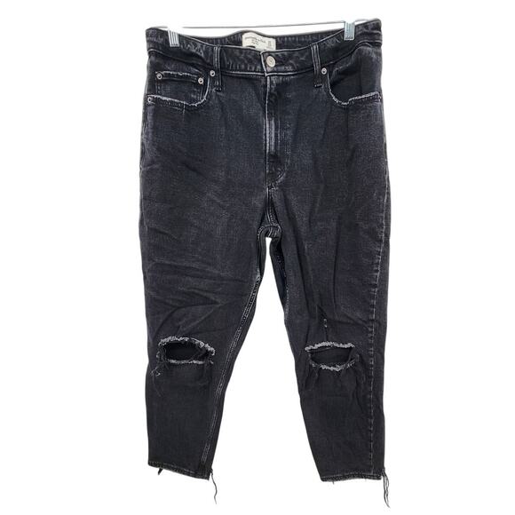 Abercrombie & Fitch Curve Love The Mom Hight Rise Black Size 32 14 R - Picture 1 of 7